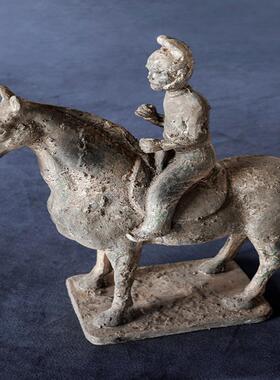 丝绸复之陶物人骑马人摆件家居客厅书房办公室路工艺品古软装CFW1