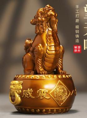 全铜望天吼威震八NWW室方瑞品兽摆件家居客厅办公桌装饰面铜神兽