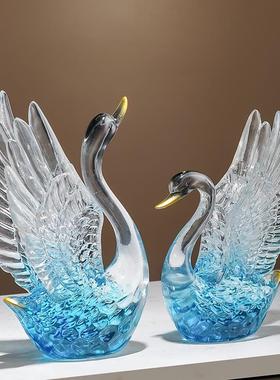 天鹅摆件轻奢高档客厅玄关电视柜茶几装饰品乔迁新居礼品结婚礼物