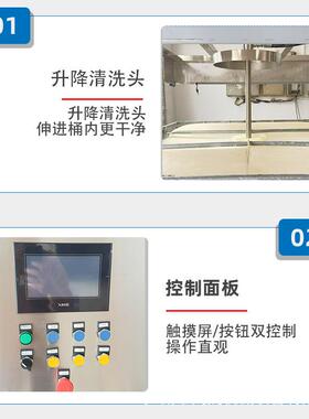现货吨桶高压冲洗清洗机化妆品储料桶升降式刷桶机全自动双工位