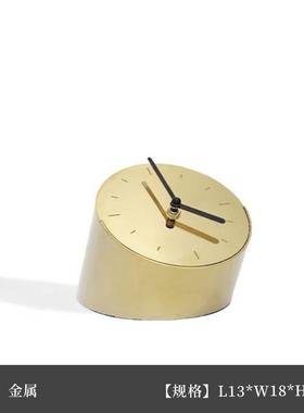 现代简约轻电镀金ZR0572-3钟属斜镜面时件卧室床头创意摆静奢音家