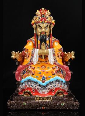 纯铜锦雕五爷神像家用供奉广济龙王菩萨财神爷像体摆件