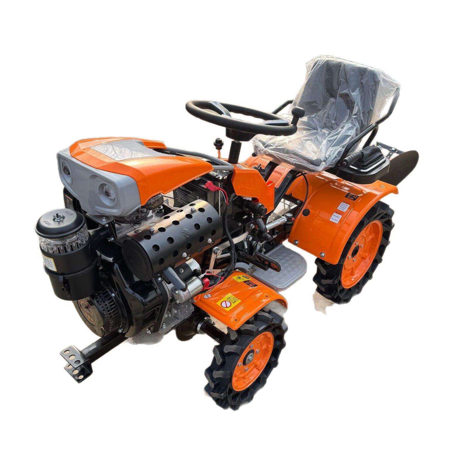 Mountain ride-on micro-tiller, flood and drought dual-purpose crawler cultivator, farmland greenhouse ditching, weeding, rotary tillage for pastoral fields