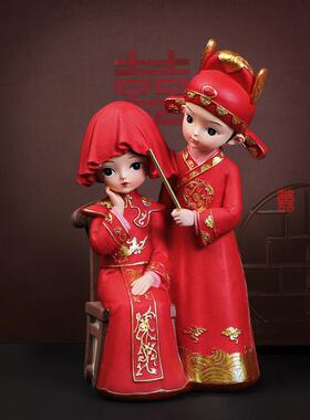新郎新娘系列摆件中式婚礼树脂工艺品装饰摆件送情侣创意婚庆礼品