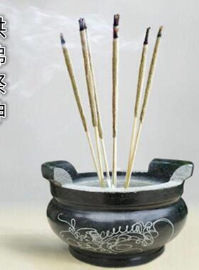 石雕香炉石头精美香炉 吉祥如意香炉青石石雕圆形带耳朵25CM香炉
