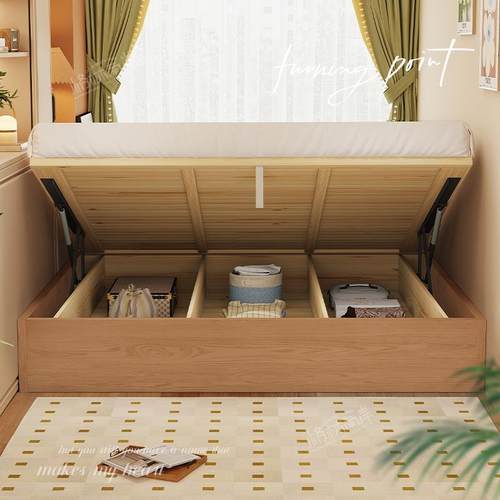 榻榻米落地床新型无床头总长1米9长的实木带储物空间儿童定制高箱 - 图3