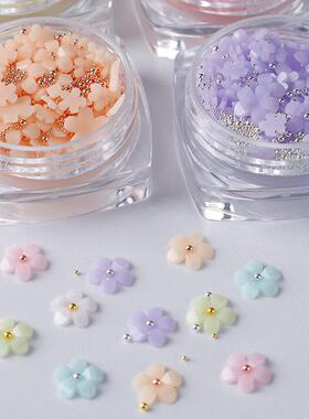 美甲小花饰品光变五瓣花彩色渐变迷你花金粉幻彩指甲贴钻混色袋装