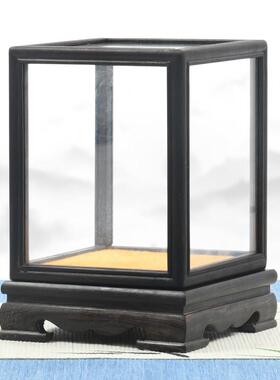 红木工艺品迷你型玻璃罩核桃印章小葫芦红酸枝防尘展示盒佛像宝笼