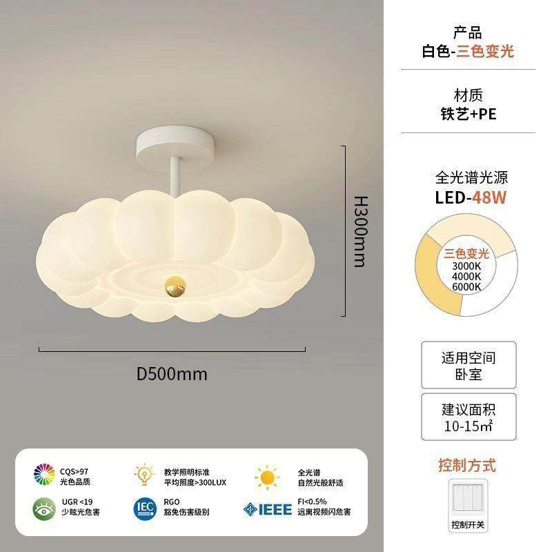 奶油风全光谱卧室吊灯简约现代儿童房灯智能卧室吸顶灯中山灯,淘宝优惠券,粉丝福利购,淘宝优惠卷