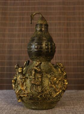 铜八仙葫芦摆件仿古做旧铜葫芦摆件家居客厅工艺品八仙葫芦