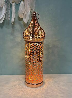 新款镂空白色led风灯 铁艺灯笼家居卧室客厅气氛围装饰灯工艺摆件