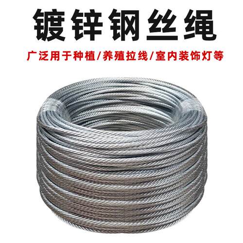 镀锌不包塑钢丝绳1-11mm安全绳固定挂灯钢丝绳晾衣捆绑拉线 线钢 - 图0