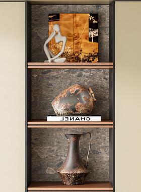 中世纪Wabi-Sabi风格高端装饰品客厅电视柜酒柜开放网格壁龛壁龛