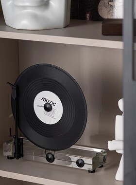 贝子轻奢音乐主题音乐主题仿真立艺黑胶式复机古唱片留声机售楼处