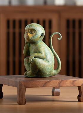 黄铜十二生肖猴子摆件家居客厅玄关办公室桌面摆设高档装饰礼品