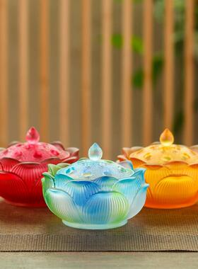 古法琉璃莲花香炉莲花佛具用品薰香炉环香线 线香炉檀香炉香道香