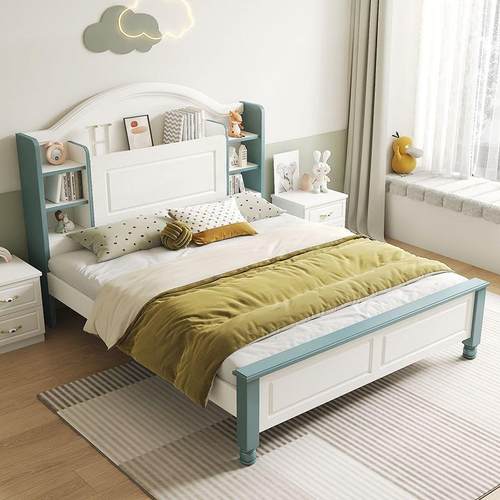 m儿童床男储孩1.2米单人床1.5实木TIA双床女孩书架床物学生公人主 - 图2