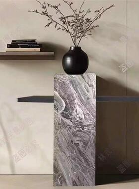 轻奢大理石岩板悬浮横板款花架立柱家居客厅落地摆件底座玄关桌