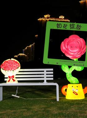网红打卡仿真玫瑰花朵雕塑户外有钱花玻璃钢摆件商场景区场景美陈