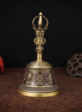 铜三清用品三叉太极八卦彷古手摇铃铛八仙法铃光滑加厚铜铃