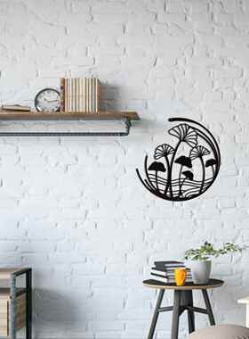 跨境铁艺供应蒲公英蝴蝶金属墙壁艺术装饰圆形花蝴蝶壁挂剪影墙艺