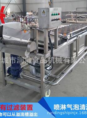 连续式气泡翻浪果蔬清洗机厂家秋葵清洗机去水风干成套设备热销