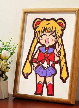 美少女战 士油画 画相框客厅桌面摆画 画照片卧室壁画 画摆件成品
