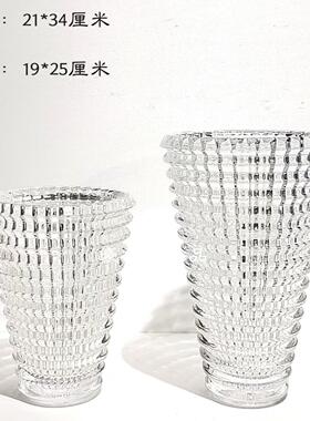 现代轻奢高档透明水晶花瓶插花桌面摆件家居软装样板房台面装饰