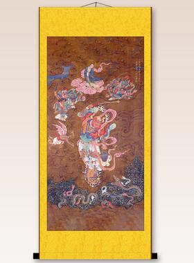王灵官画像中式护发尊神像挂画玄关客厅装饰画国画丝绸卷轴画包邮