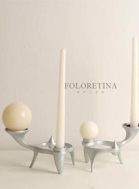 现代轻奢简约金属几何异形创意烛台摆件样板间茶几台面装饰品摆设