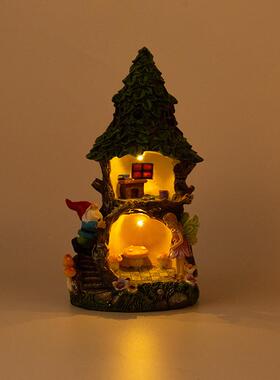 树屋工艺件品摆防太阳能户庭YH2129A院灯花园微景观发光摆件外水