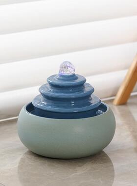 循环水系景观新中式客厅茶室桌面流水招财摆件办公室开业乔迁礼品