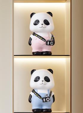 客厅摆件轻奢高级感2025新款创意熊猫轻奢高档客厅酒柜电视柜展示