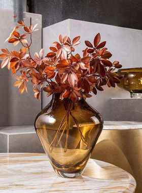 现代轻奢样板房客厅餐厅装饰摆件家居饰品纯手工水晶玻璃果盘花瓶