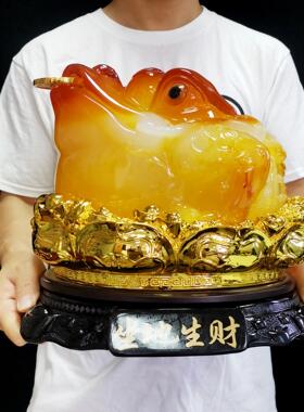 金蟾摆件坐地生财三足金蟾蟾蜍客厅办公室前台店铺开业送礼工艺品
