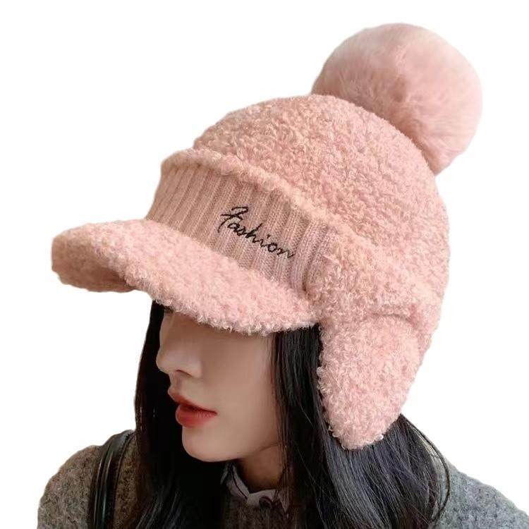 毛绒鸭舌棒球帽女大檐雷锋帽子女可爱加绒护耳防寒套头帽百搭帽子,淘宝优惠券,粉丝福利购,淘宝优惠卷