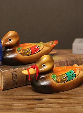 木质鸳鸯摆件客厅卧室电视柜床头柜装饰品摆设新婚婚房纪念日礼物