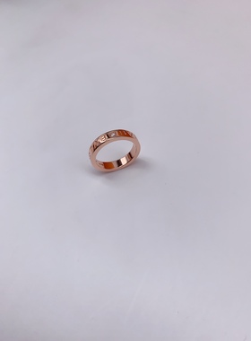 【95新52号】BVLGARI宝格丽BVLGARI指环18K玫瑰金1钻logo戒指男女