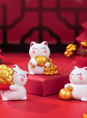 微景观创意可爱招财猫公仔 diy装饰品配件迷你发财桌面车载小摆件