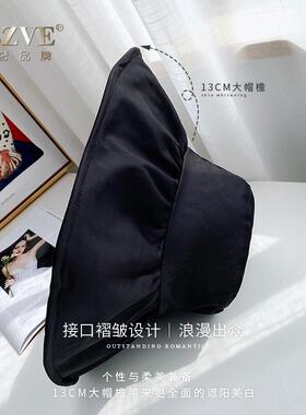 UV黑胶防晒帽女夏季防紫外线UPF50＋大沿遮阳渔夫帽遮脸太阳帽