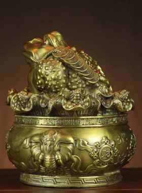 黄铜金蟾 白菜金蟾 聚宝盆金蟾 家居店铺黄铜金蟾摆件 百财金蟾