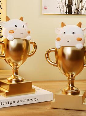 办SHBB2541室公桌面摆件节可爱牛杯儿园颁日制定赠礼礼幼品刻字奖