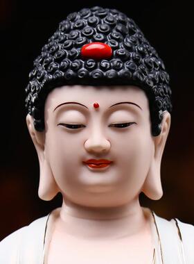 观音保佑陶瓷立莲西方三圣神像描金彩佛像供奉阿弥陀佛大势至菩萨