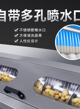 赣云大型连续式毛辊清洗去皮机多功能土豆果蔬脱皮机净菜加工设备