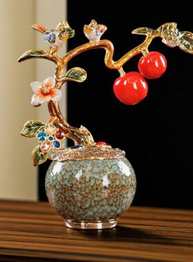 高端珐瑯彩平安喜乐摆件客厅高档办公室装饰乔迁新居礼品开 业礼