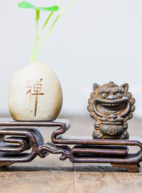 树脂聚宝盆笑狮桌面摆件家居办公室装饰品摆件高级感小众工艺品