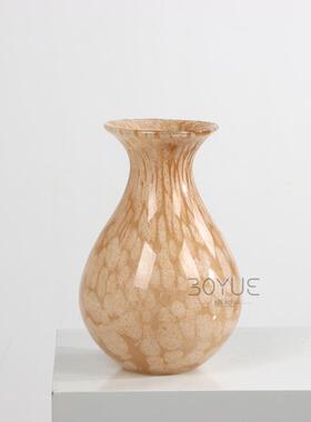 中古风创意木纹琉璃花器客厅插花售楼处样板间餐桌花瓶玄关装饰品