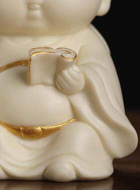 东方泥土小文昌持书陶瓷装饰品摆件办公室桌面开业乔迁高档送礼品