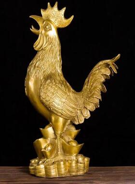铜公鸡摆件纯铜福鸡工艺品家居装饰品桌面金鸡摆设生肖新款高档
