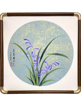 国画兰花新中风JJF装饰画中口客厅壁画国餐厅手绘背景墙水墨入画